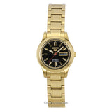 Seiko 5 Classic Gold Tone Stainless Steel Black Dial 21 Jewels Automatic Symd96K1 WomenS Watch