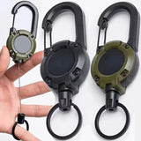 Outdoor Sporty Retractable Key Chain Tool - Heavy Duty Steel Wire Rope, Sturdy Carabiner Buckle & Spring Key Ring