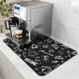 Coffee Machine Mat Rubber Backing Water-Absorbent Dish Drying Pad Kitchen Worktop Drainage Mat Home Decor