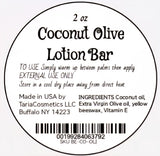 Coconut Olive Oil Lotion Bar - Organic Coconut & Olive Oil for Healthy Glow