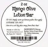 Mango Olive Lotion Bar - Fragrance-Free Organic Mango Butter & Olive Oil