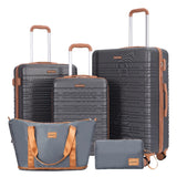 Travelhouse Luggage Set 4-Piece ABS Suitcase With Spinner Wheels, 24 Inch and 28 Inch with TSA Lock, 16, 20 Inch Carry On Luggage