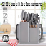 19 sets of kitchen knives with a knife holder, professional high carbon steel stainless steel cooking knife set,holiday gifts