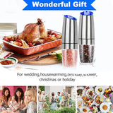 1pc/2pcs, Gravity Electric Salt And Pepper Grinder - Salt & Pepper Mill Sets With LED Light, One Hand Automatic Operation, Adjus
