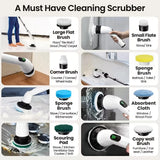 9-in-1 USB Rechargeable Electric Cleaning Brush Telescopic Handle 8 Brush Heads Multi-Surface Cleaner for Home Car