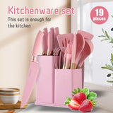 19 sets of kitchen knives with a knife holder, professional high carbon steel stainless steel cooking knife set,holiday gifts
