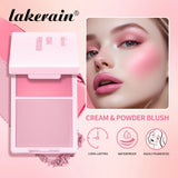 Lakerain Blush Cream Long Lasting High Pigmented Natural Pink Smooth Texture 2 IN 1 Cream & Powder Blusher Korean Makeup