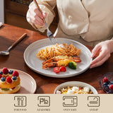 MALACASA TARA 12/24 Pcs Dinnerware Set Curved Edge Sesame Glaze Stoneware Plates Set With 4/6pcs Dinner Plate/Dessert/Bowl