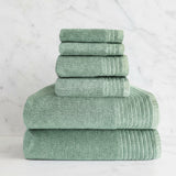 Bamboo Cotton Spa Towel Set - Viscose from Bamboo + Cotton - 6pc Set - Seaglass