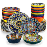 vancasso 24 PCS Ceramic Dinnerware Set Porcelain Bohemian Style Dinnerware with Dinner/Dessert Plate/Cereal/Pasta Bowl For 6