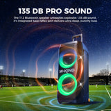 W-KING T12 Tragbare Bluetooth-Lautsprecher-Box mit 370W MAX Pro Sound, Lichtshow, CSB, Bass Boost, Rollen und Teleskopgriff