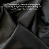 Fabio (black) - Men's classic Italian lambskin leather gloves with pure silk lining