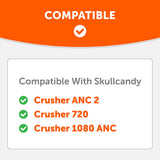 Upgraded Skullcandy Crusher ANC 2, Crusher 720 and Crusher 1080 ANC Earpads - WC PadZ Crusher ANC 2