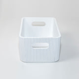 Wooden Ribbed Bins – White