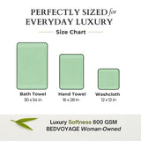 Bamboo Cotton Spa Towel Set - Viscose from Bamboo + Cotton - 6pc Set - Seaglass