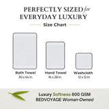 Bamboo Cotton Spa Towel Set - Viscose from Bamboo + Cotton - 6pc Set - Cloud