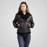 Chelsea Women's Leather Jacket Faux Shearling