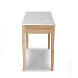 Meno 36 Rectangular Italian Carrara White Marble Console Table With Oak Leg