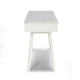 Viola 44 Rectangular Italian Carrara White Marble Writing Desk With White Leg