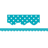 Teal Mini Polka Dots Scalloped Border Trim