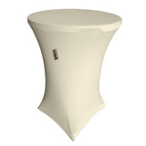 La Linen Round Spandex Cover For Bar High Cocktail Table, 36-Inch Round 42-Inch High, Ivory