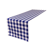 La Linen Polyester Gingham Checkered 14 By 108-Inch Table Runner, White And Royal Blue