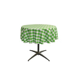 La Linen Polyester Gingham Checkered 58-Inch Round Tablecloth, White And Lime