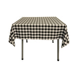 La Linen Polyester Gingham Checkered 58 By 58-Inch Square Tablecloth, White And Black