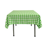 La Linen Polyester Gingham Checkered 58 By 58-Inch Square Tablecloth, White And Lime