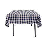 La Linen Polyester Gingham Checkered 58 By 58-Inch Square Tablecloth, White And Navy