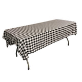 La Linen Checkered 60 By 84-Inch Rectangular Tablecloth, White And Black