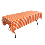 La Linen Checkered 60 By 84-Inch Rectangular Tablecloth, White And Orange