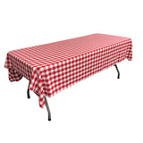 La Linen Checkered 60 By 84-Inch Rectangular Tablecloth, White And Red
