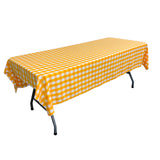 La Linen Polyester Gingham Checkered 60 By 90-Inch Rectangular Tablecloth, White And Dark Yellow