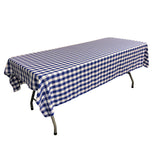 La Linen Polyester Gingham Checkered 60 By 90-Inch Rectangular Tablecloth, White And Royal Blue