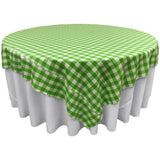 La Linen Polyester Gingham Checkered 72 By 72-Inch Square Tablecloth, White And Lime