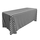 La Linen Polyester Gingham Checkered 90 By 132-Inch Rectangular Tablecloth, White And Black