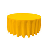 La Linen Polyester Poplin Tablecloth 108-Inches Round, Dark Yellow