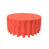 La Linen Polyester Poplin Tablecloth 120-Inches Round, Coral