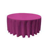 La Linen Polyester Poplin Tablecloth 120-Inches Round, Magenta