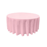 La Linen Polyester Poplin Tablecloth 120-Inches Round, Light Pink