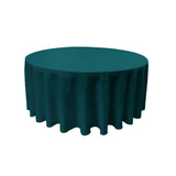 La Linen Polyester Poplin Tablecloth 120-Inches Round, Dark Teal