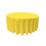 La Linen Polyester Poplin Tablecloth 120-Inches Round, Light Yellow