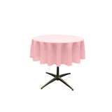 La Linen Polyester Poplin Tablecloth 58-Inches Round, Light Pink