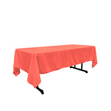 La Linen Polyester Poplin Rectangular Tablecloth, 60 By 120-Inch, Coral