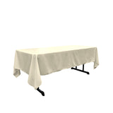 La Linen Polyester Poplin Rectangular Tablecloth, 60 By 126-Inch, Ivory
