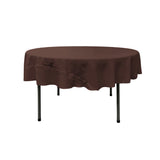La Linen Polyester Poplin Tablecloth 72-Inches Round, Brown