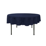 La Linen Polyester Poplin Tablecloth 72-Inches Round, Navy Blue