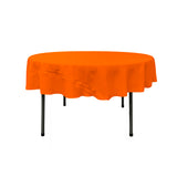 La Linen Polyester Poplin Tablecloth 72-Inches Round, Orange