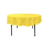 La Linen Polyester Poplin Tablecloth 72-Inches Round, Light Yellow